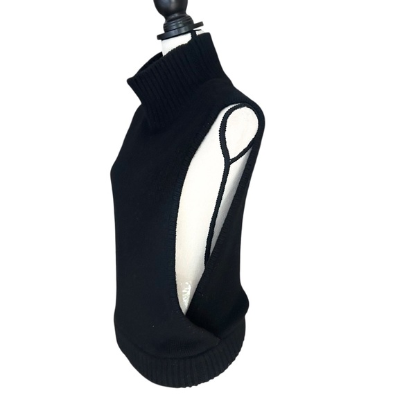 Autumn Cashmere 100% Cashmere Black Sleeveless Chunky Knit Turtleneck Sweater XS - Picture 4 of 9